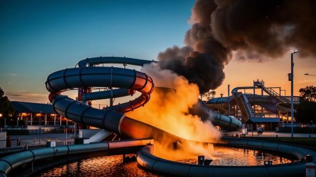 Пожар в аквапарке Yas Waterworld: сгорела крупнейшая водная горка ОАЭ Пожар в аквапарке Yas Waterworld: сгорела крупнейшая водная горка ОАЭ